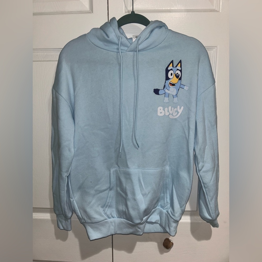 Lucy Light Blue Hoodie with Cartoon Design